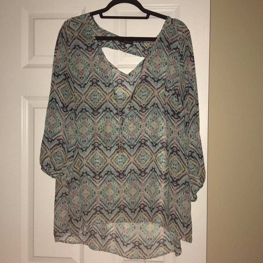 Pastel key hole back blouse